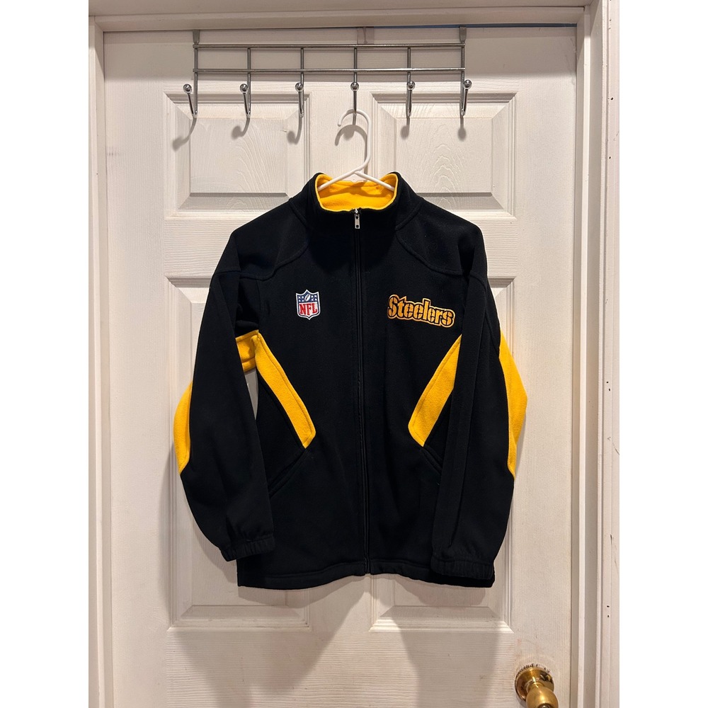 NFL Onfield Pittsburgh Steelers Kids Full Zip Fleece Jacket Black Yellow Size‎ M